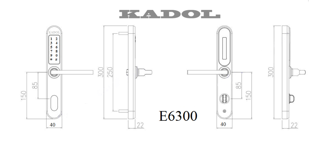 kishc thước khóa điện tử cửa nhôm kadol E6300 1 1024x541 1